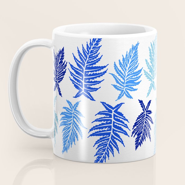Inked Ferns - Blue Palette Coffee Mug Gallery Image 3