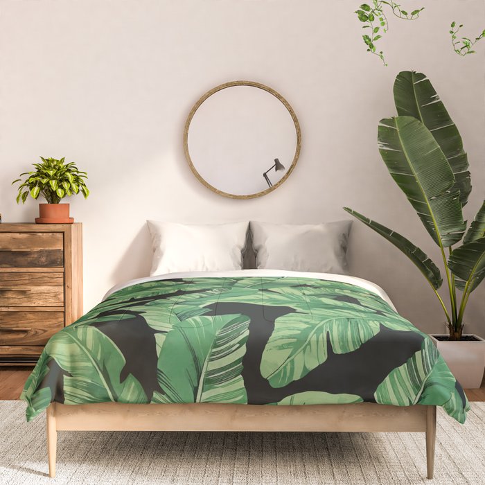 Tropical banana leaves II Comforter Gallery Image 3