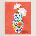 The Flowerpot, Floral Nature Watercolor Painting, Eclectic Bohemian Blossom Plants, Maximalism Contemporary Boho Jigsaw Puzzle Gallery Image 1