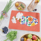 The Flowerpot, Floral Nature Watercolor Painting, Eclectic Bohemian Blossom Plants, Maximalism Contemporary Boho Cutting Board Gallery Image 2
