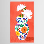The Flowerpot, Floral Nature Watercolor Painting, Eclectic Bohemian Blossom Plants, Maximalism Contemporary Boho Tablecloth Gallery Image 2
