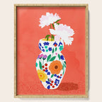 The Flowerpot, Floral Nature Watercolor Painting, Eclectic Bohemian Blossom Plants, Maximalism Contemporary Boho Serving Tray Gallery Image 1