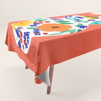 The Flowerpot, Floral Nature Watercolor Painting, Eclectic Bohemian Blossom Plants, Maximalism Contemporary Boho Tablecloth Gallery Image 1