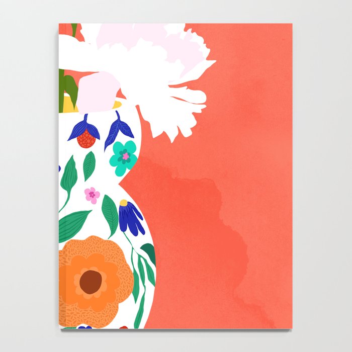 The Flowerpot, Floral Nature Watercolor Painting, Eclectic Bohemian Blossom Plants, Maximalism Contemporary Boho Notebook Gallery Image 4
