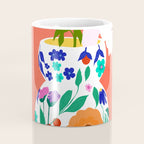The Flowerpot, Floral Nature Watercolor Painting, Eclectic Bohemian Blossom Plants, Maximalism Contemporary Boho Coffee Mug Gallery Image 4