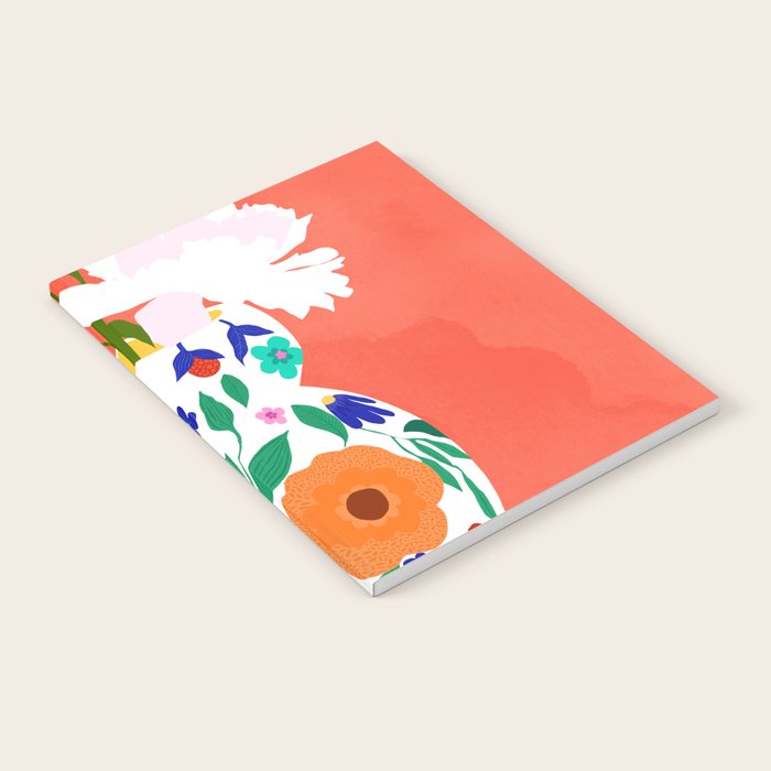 The Flowerpot, Floral Nature Watercolor Painting, Eclectic Bohemian Blossom Plants, Maximalism Contemporary Boho Notebook Gallery Image 2
