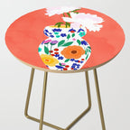 The Flowerpot, Floral Nature Watercolor Painting, Eclectic Bohemian Blossom Plants, Maximalism Contemporary Boho Side Table Gallery Image 2