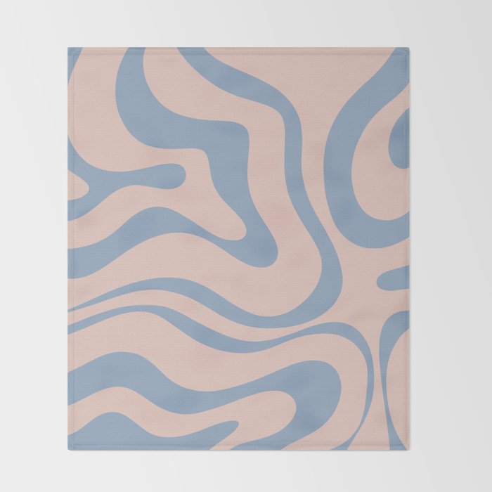 Modern Liquid Swirl Abstract Square in Pastel Blush Pink and Light Blue Throw Blanket Gallery Image 2