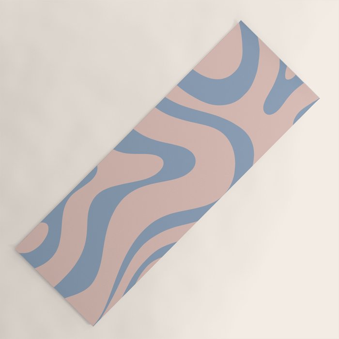 Modern Liquid Swirl Abstract Square in Pastel Blush Pink and Light Blue Yoga Mat Gallery Image 1