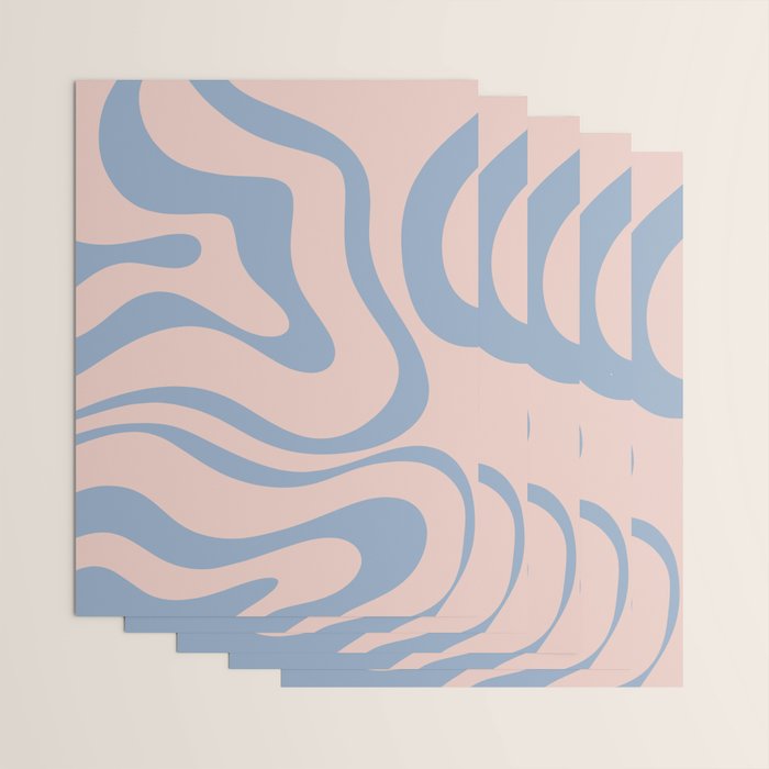 Modern Liquid Swirl Abstract Square in Pastel Blush Pink and Light Blue Wrapping Paper Gallery Image 3