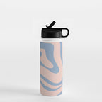 Modern Liquid Swirl Abstract Square in Pastel Blush Pink and Light Blue Water Bottle Gallery Image 1