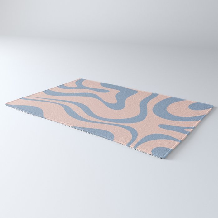 Modern Liquid Swirl Abstract Square in Pastel Blush Pink and Light Blue Rug Gallery Image 3