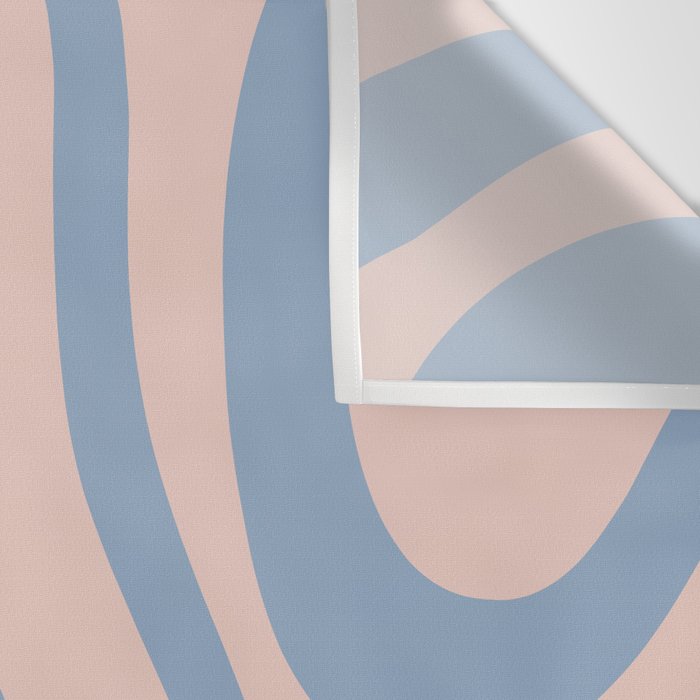 Modern Liquid Swirl Abstract Square in Pastel Blush Pink and Light Blue Wall Tapestry Gallery Image 3