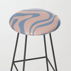 Modern Liquid Swirl Abstract Square in Pastel Blush Pink and Light Blue Stool Gallery Image 2