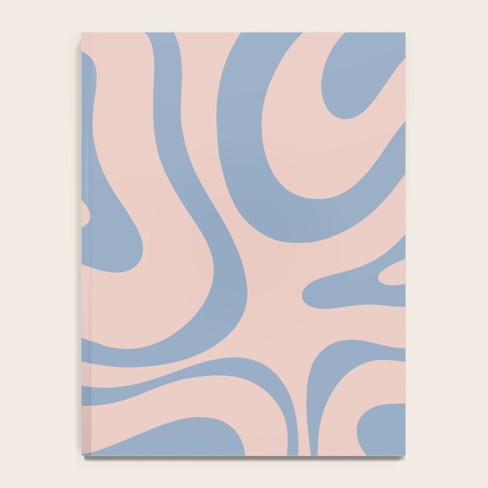 Modern Liquid Swirl Abstract Square in Pastel Blush Pink and Light Blue Notebook Gallery Image 4