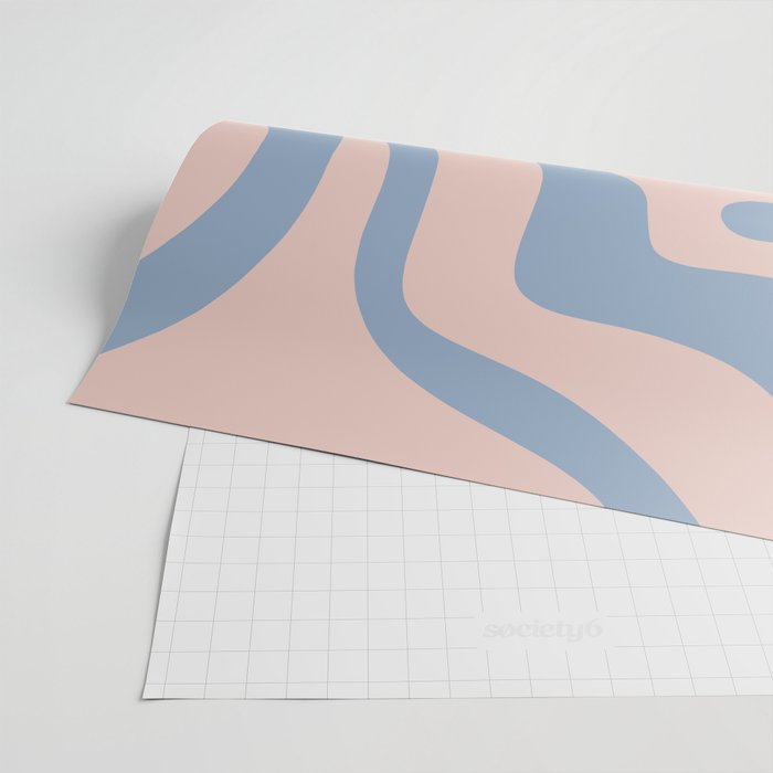 Modern Liquid Swirl Abstract Square in Pastel Blush Pink and Light Blue Wrapping Paper Gallery Image 2