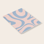 Modern Liquid Swirl Abstract Square in Pastel Blush Pink and Light Blue Notebook Gallery Image 2