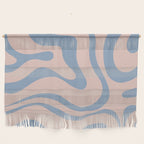 Modern Liquid Swirl Abstract Square in Pastel Blush Pink and Light Blue Wall Hanging Gallery Image 1