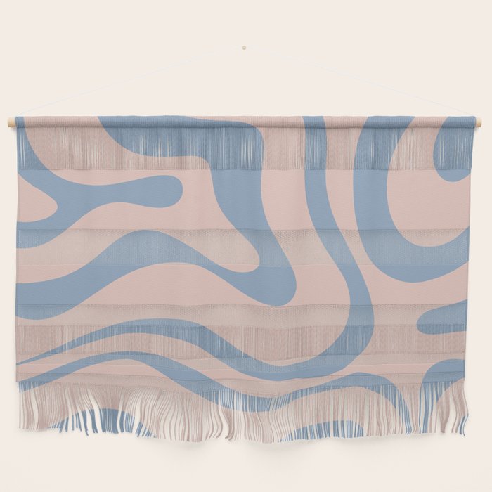 Modern Liquid Swirl Abstract Square in Pastel Blush Pink and Light Blue Wall Hanging Gallery Image 1