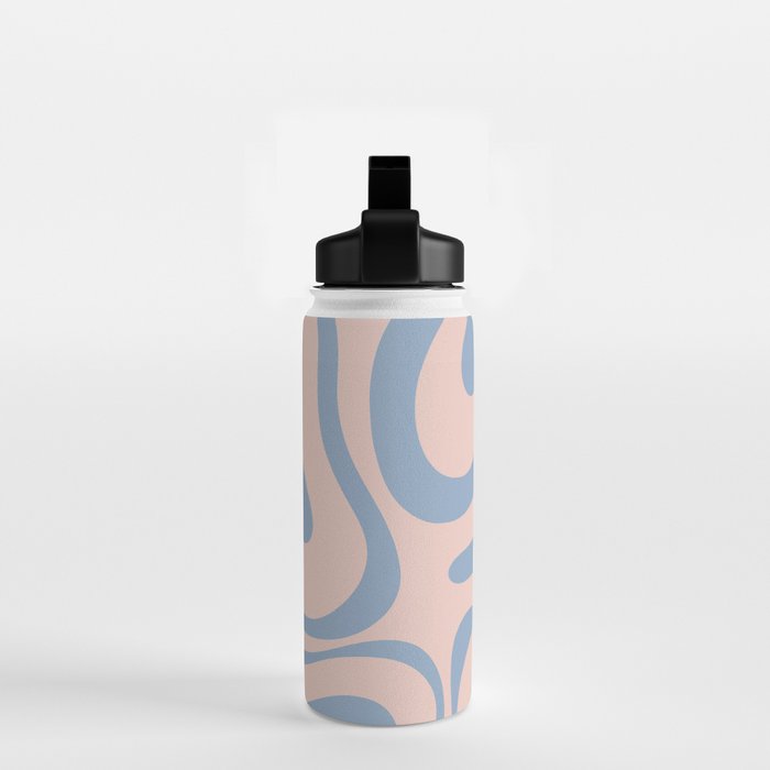 Modern Liquid Swirl Abstract Square in Pastel Blush Pink and Light Blue Water Bottle Gallery Image 2