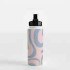 Modern Liquid Swirl Abstract Square in Pastel Blush Pink and Light Blue Water Bottle Gallery Image 2