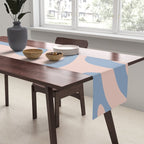Modern Liquid Swirl Abstract Square in Pastel Blush Pink and Light Blue Table Runner Gallery Image 2