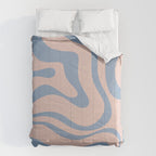 Modern Liquid Swirl Abstract Square in Pastel Blush Pink and Light Blue Comforter Gallery Image 6