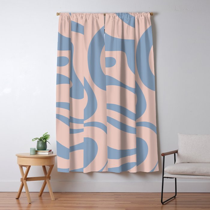 Modern Liquid Swirl Abstract Square in Pastel Blush Pink and Light Blue Window Curtain Gallery Image 5