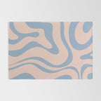 Modern Liquid Swirl Abstract Square in Pastel Blush Pink and Light Blue Rug Gallery Image 2