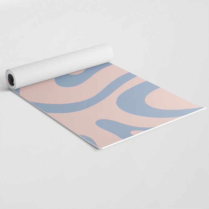 Modern Liquid Swirl Abstract Square in Pastel Blush Pink and Light Blue Yoga Mat Gallery Image 2