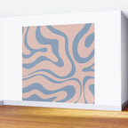 Modern Liquid Swirl Abstract Square in Pastel Blush Pink and Light Blue Wall Mural Gallery Image 2