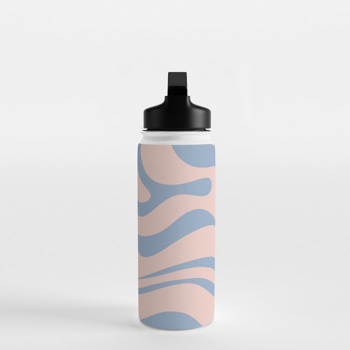 Modern Liquid Swirl Abstract Square in Pastel Blush Pink and Light Blue Water Bottle Gallery Image 3