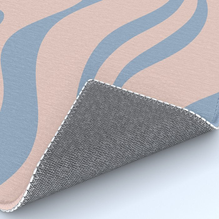 Modern Liquid Swirl Abstract Square in Pastel Blush Pink and Light Blue Rug Gallery Image 4
