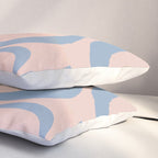 Modern Liquid Swirl Abstract Square in Pastel Blush Pink and Light Blue Pillow Sham Gallery Image 3