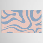 Modern Liquid Swirl Abstract Square in Pastel Blush Pink and Light Blue Tablecloth Gallery Image 2