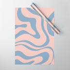 Modern Liquid Swirl Abstract Square in Pastel Blush Pink and Light Blue Wrapping Paper Gallery Image 1