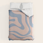 Modern Liquid Swirl Abstract Square in Pastel Blush Pink and Light Blue Duvet Cover Gallery Image 6