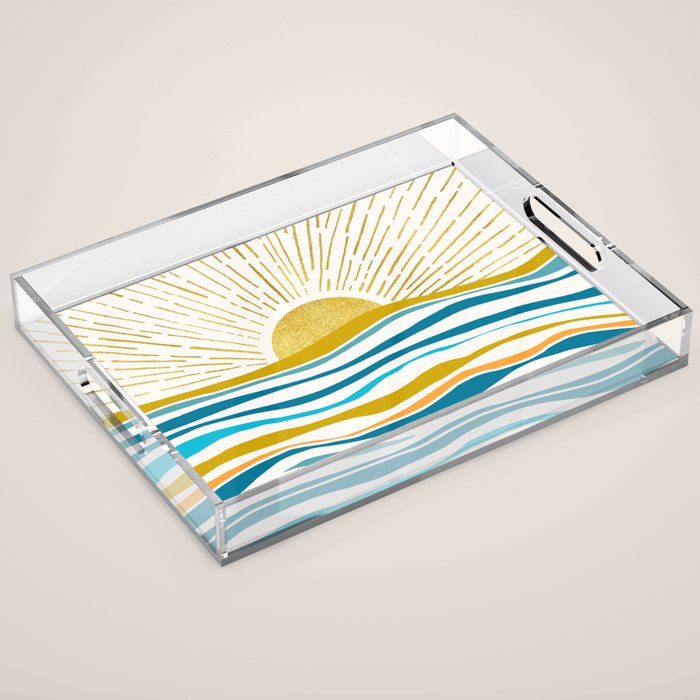 Sunrise At Sea Abstract Landscape Acrylic Tray Gallery Image 1