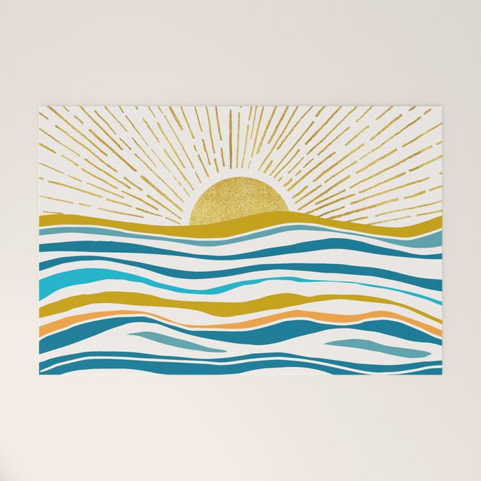 Sunrise At Sea Abstract Landscape Welcome Mat Gallery Image 1