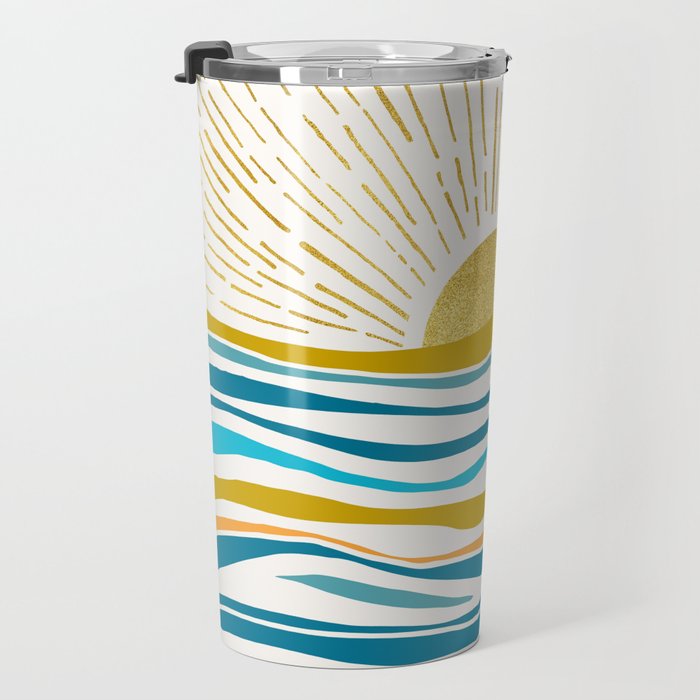 Sunrise At Sea Abstract Landscape Travel Mug Gallery Image 3