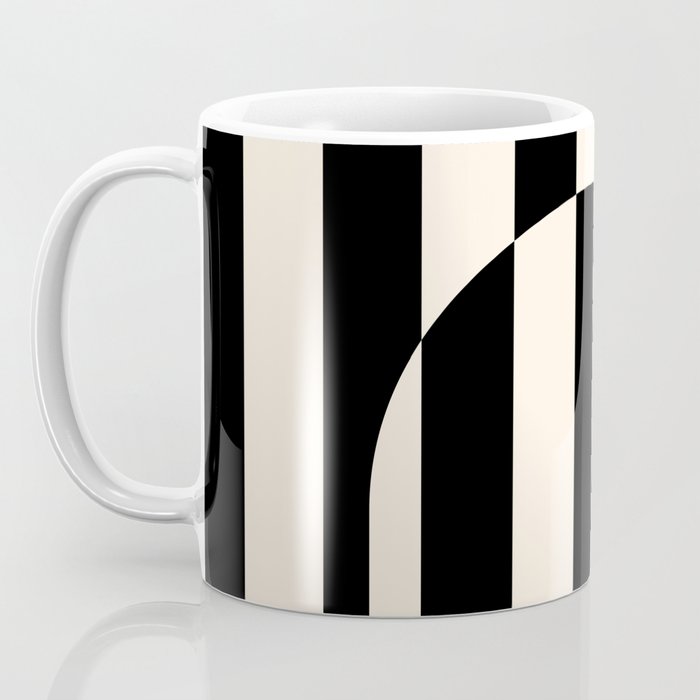 Striped Archway Pattern in Black and Almond Cream Coffee Mug Gallery Image 3