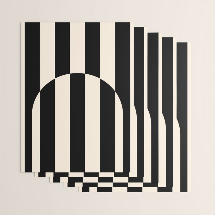 Striped Archway Pattern in Black and Almond Cream Wrapping Paper Gallery Image 3