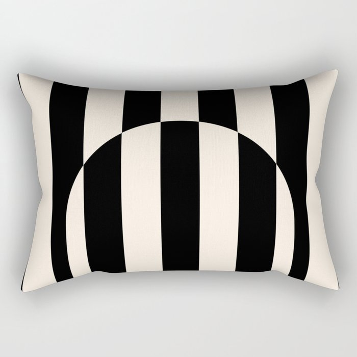 Striped Archway Pattern in Black and Almond Cream Rectangular Pillow Gallery Image 1