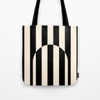 Striped Archway Pattern in Black and Almond Cream Tote Bag Gallery Image 1