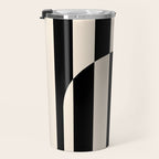 Striped Archway Pattern in Black and Almond Cream Travel Mug Gallery Image 3