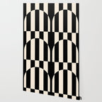 Striped Archway Pattern in Black and Almond Cream Wallpaper Gallery Image 2