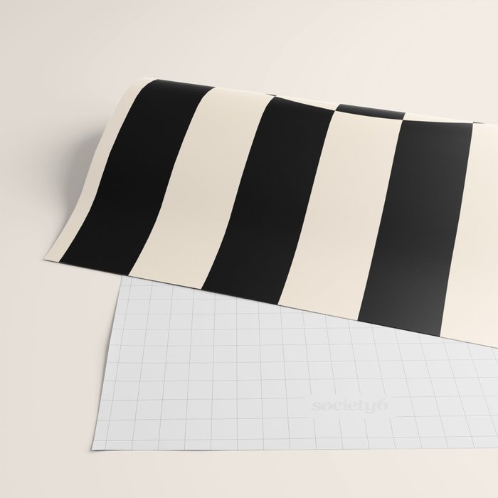 Striped Archway Pattern in Black and Almond Cream Wrapping Paper Gallery Image 2
