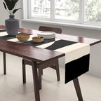 Striped Archway Pattern in Black and Almond Cream Table Runner Gallery Image 2