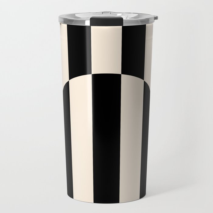 Striped Archway Pattern in Black and Almond Cream Travel Mug Gallery Image 1