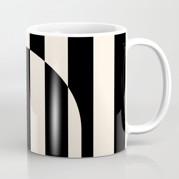 Striped Archway Pattern in Black and Almond Cream Coffee Mug Gallery Image 1